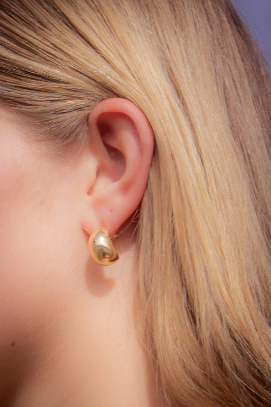 Thick Hoop Stud Earrings- Yellow Gold
