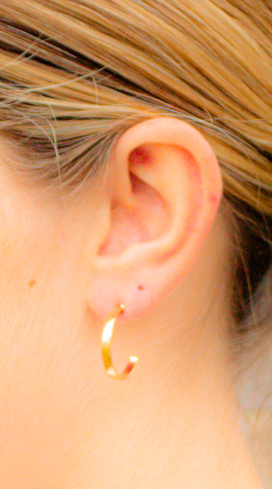 Flat Gold Hoop Stud Earrings