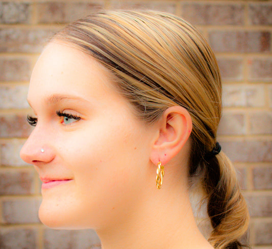 Golden Twisted Pattern Hoop Earrings